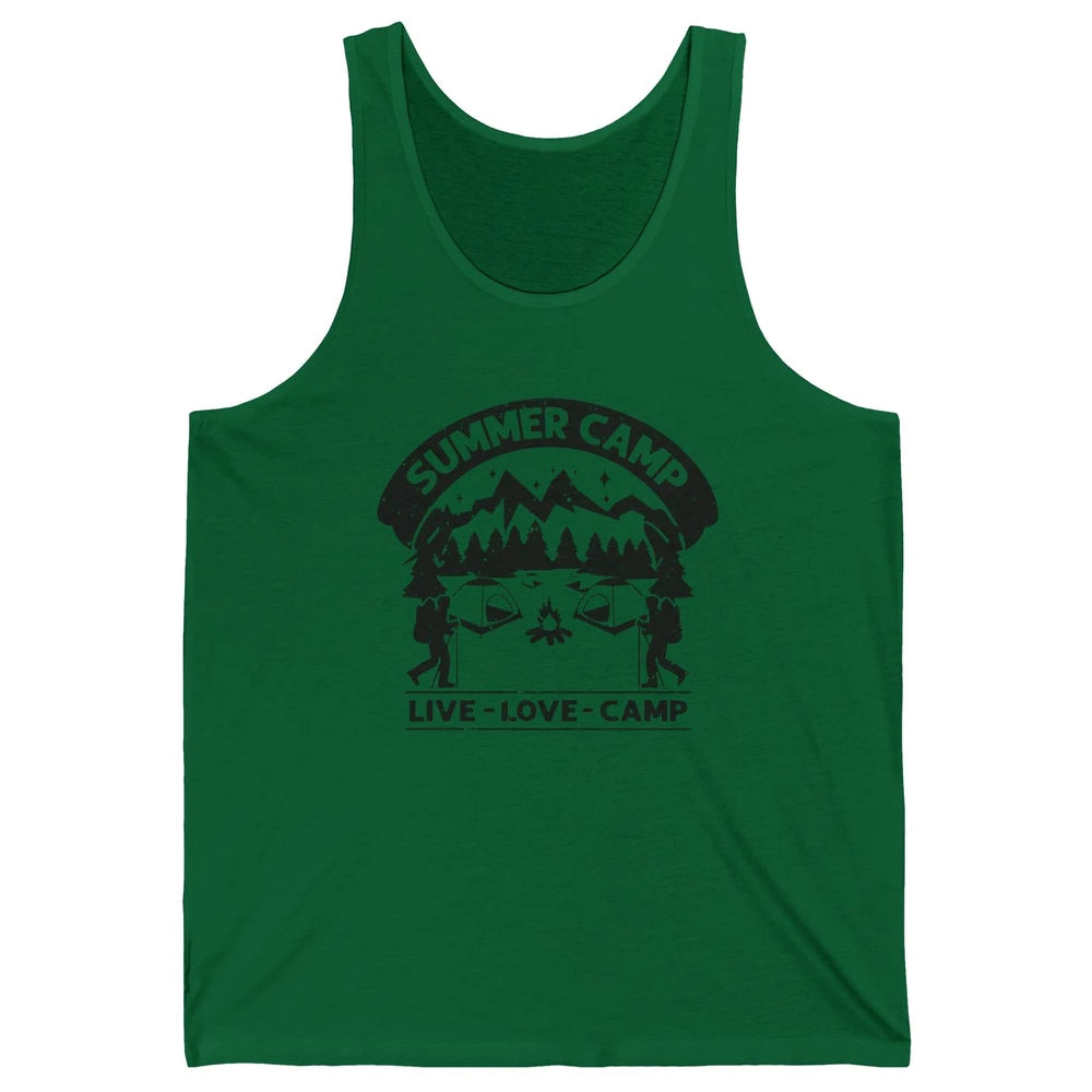 Summer Camp Live Love Camp Vacation Camping Hiking Retro Unisex Jersey Tank