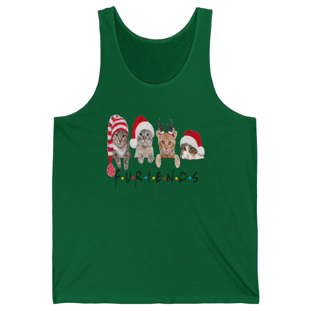 Funny Cat Furiends Merry Christmas Hat Santa Cat Lovers Gift Unisex Jersey Tank