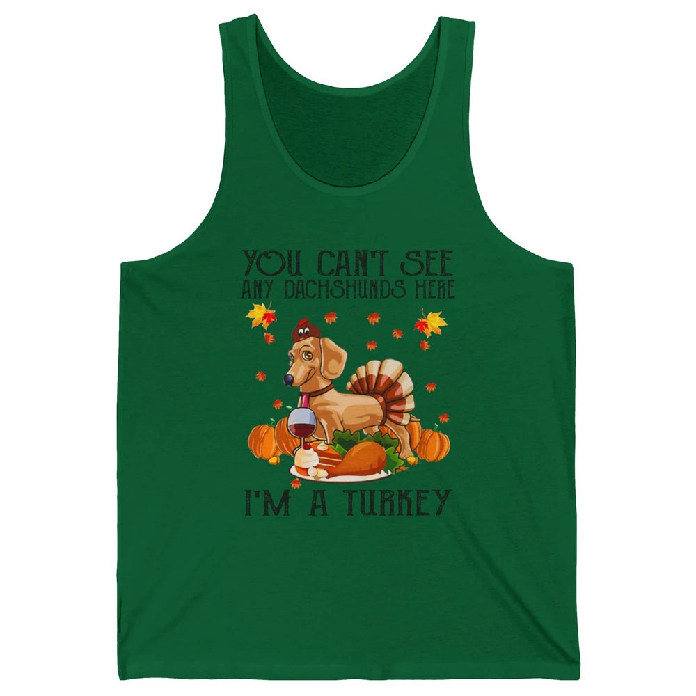 Funny Dachshund I'm A Turkey Happy Thanksgiving Fall Pumpkin Unisex Jersey Tank