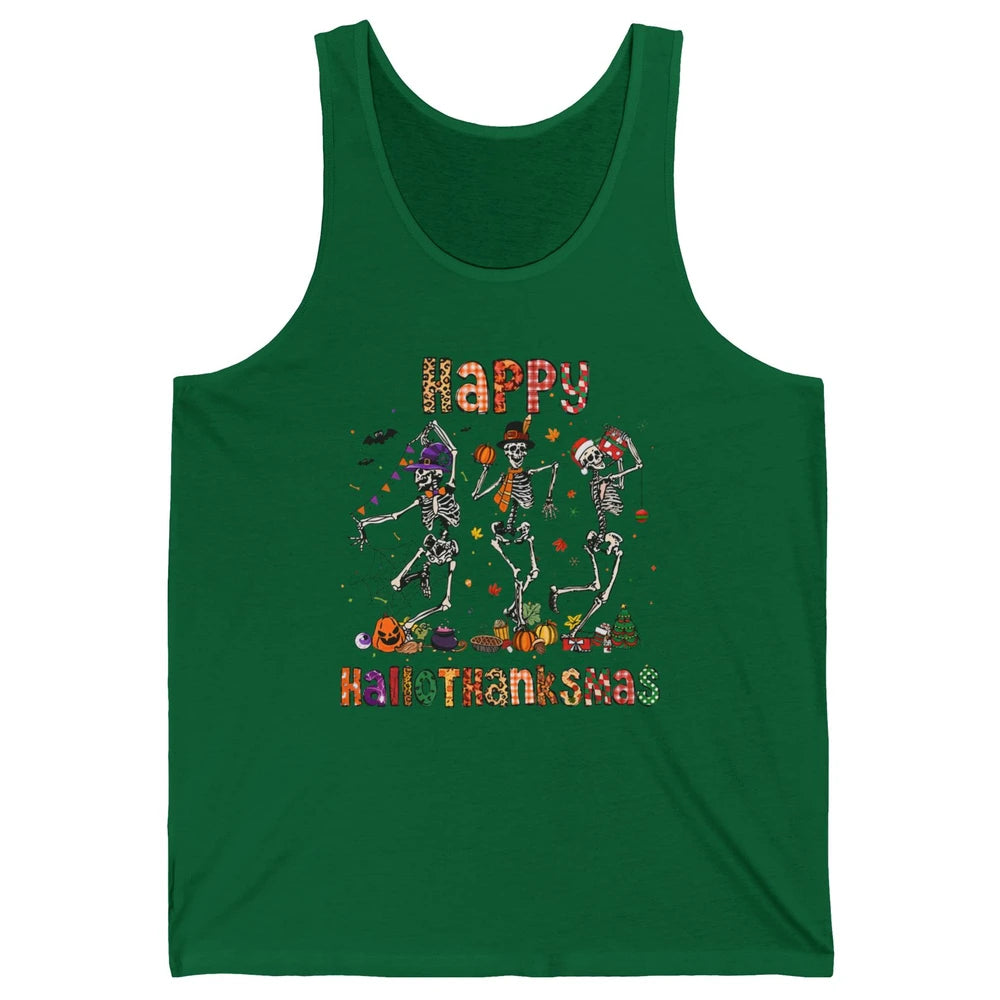 Funny Dancing Skeleton Happy Hallo-thank-mas Fall Pumpkin Unisex Jersey Tank