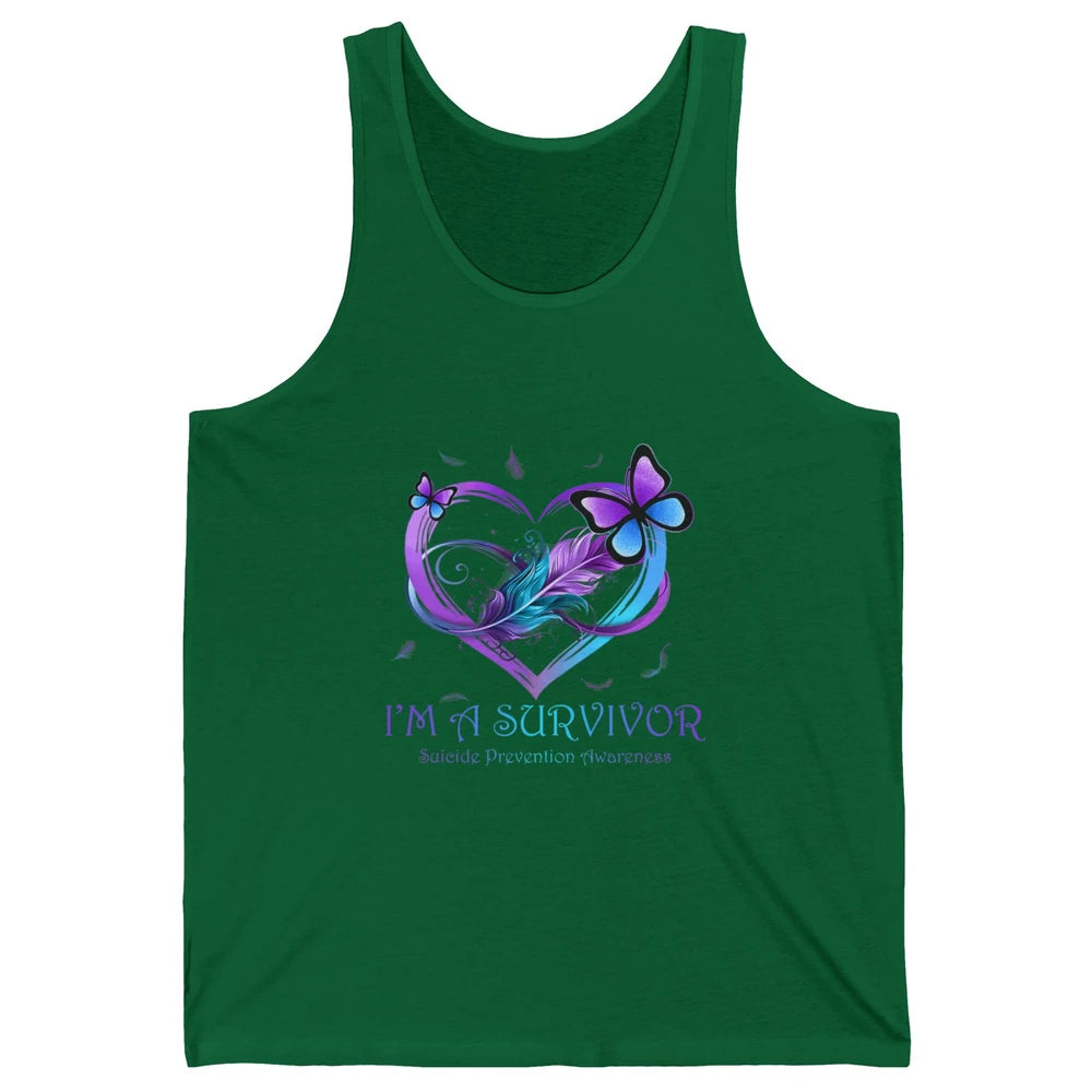 Survivor Purple Teal Heart Love Suicide Prevention Awareness Unisex Jersey Tank