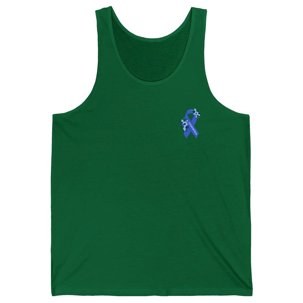 Syringomyelia Awareness Floral Blue Ribbon Rainbow Unisex Jersey Tank