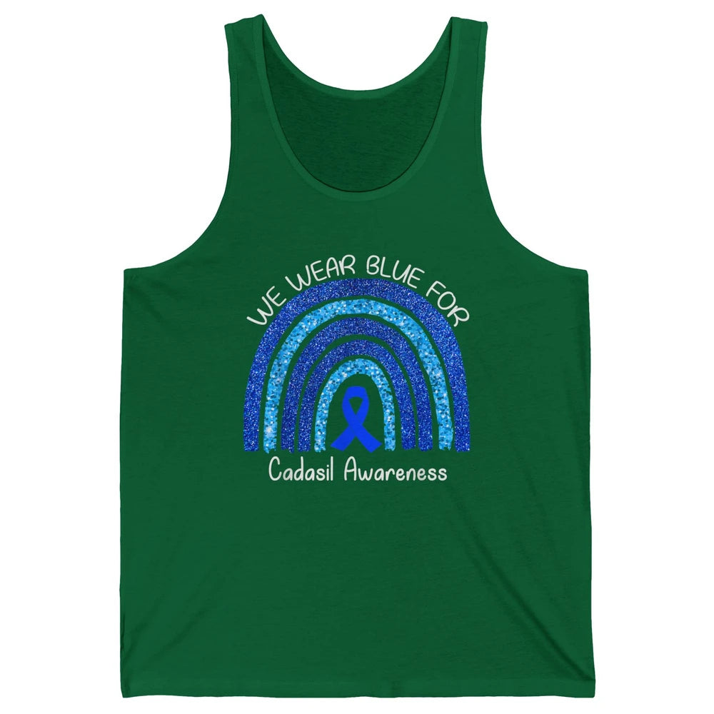 We Wear Blue Rainbow For Cadasil Awareness Month Blue Ribbon Unisex Jersey Tank