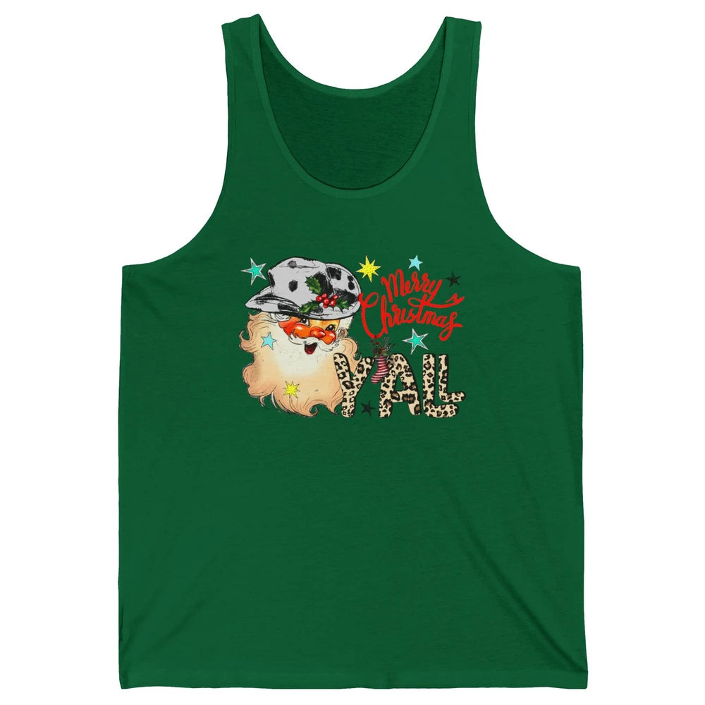 Santa Claus Merry Christmas Y'all Western Country Cowboy Unisex Jersey Tank