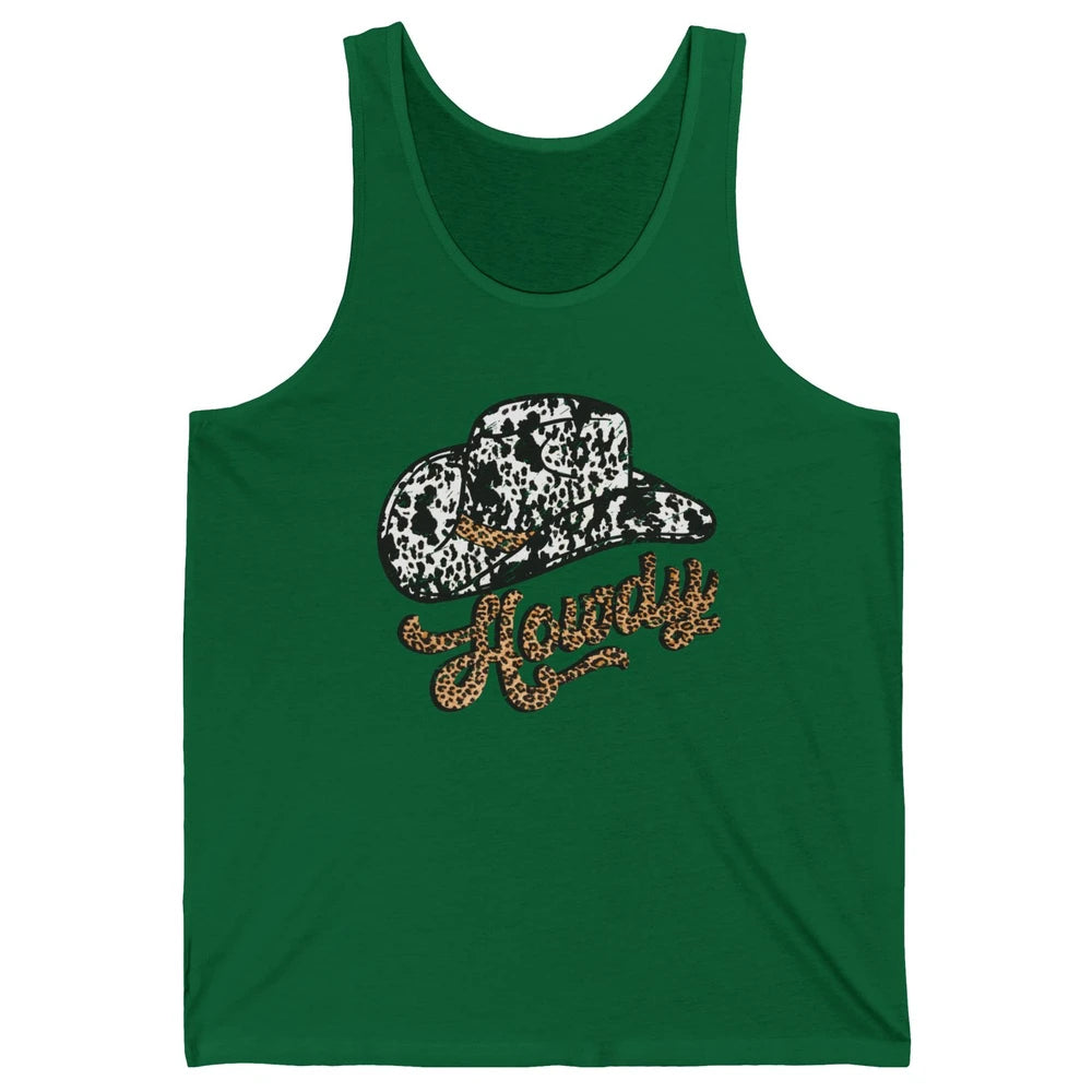 Vintage Leopard Cowboy Hat Howdy Western Country Cowgirls Unisex Jersey Tank