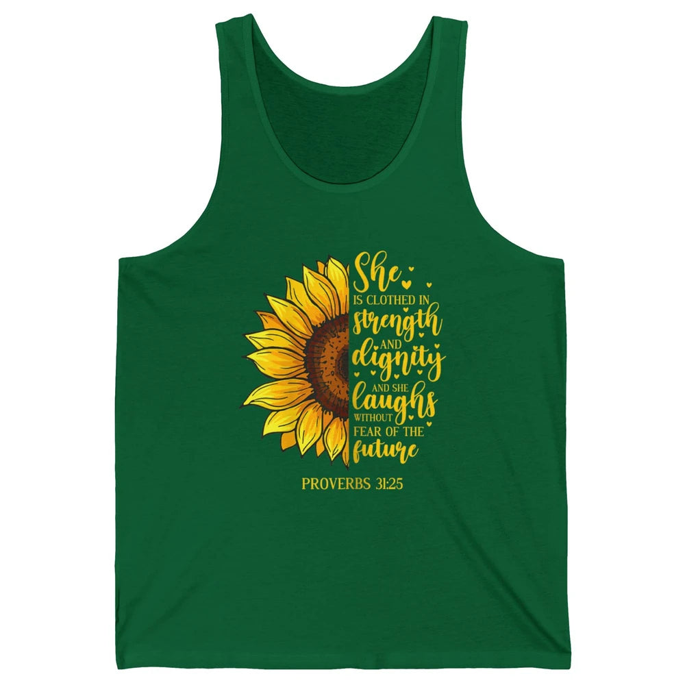 Sunflower Jesus Faith Christian God Bible Verse Religious Unisex Jersey Tank