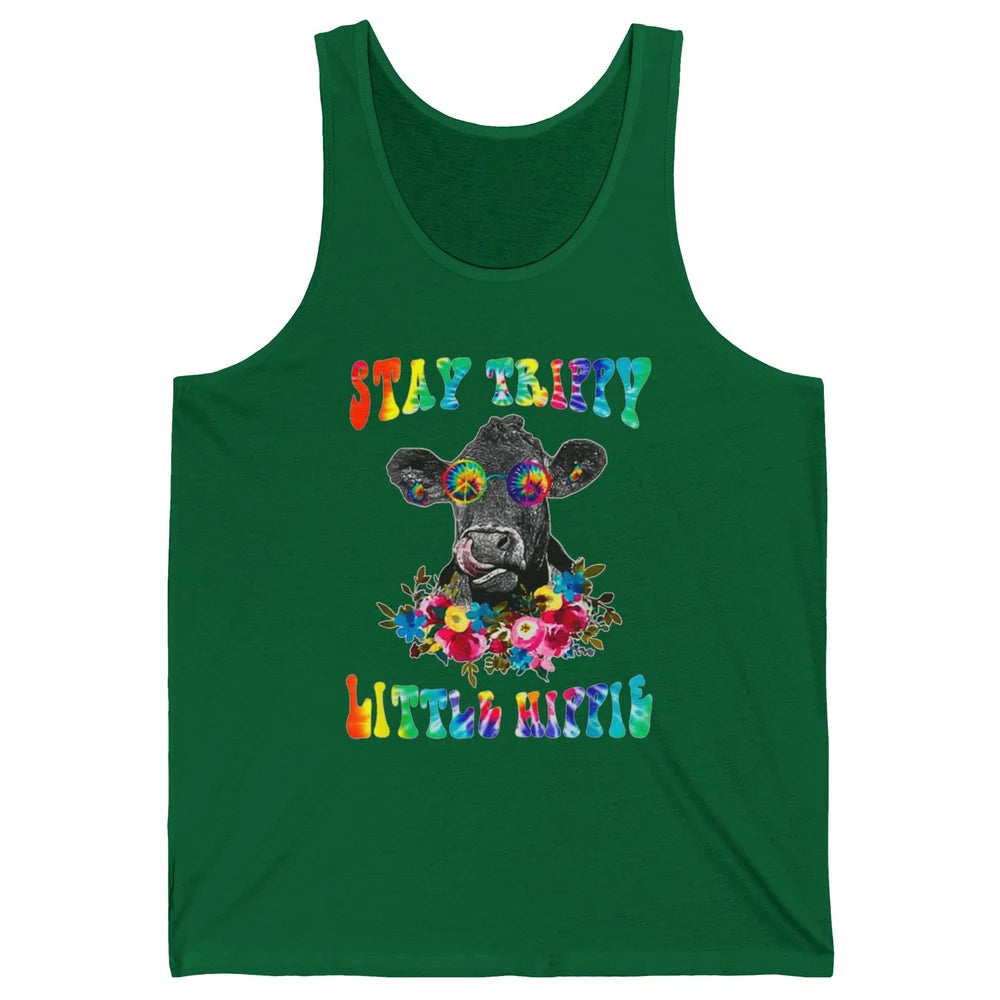 Stay Trippy Little Hippie Heifer Licking Highland Cow Peace Unisex Jersey Tank