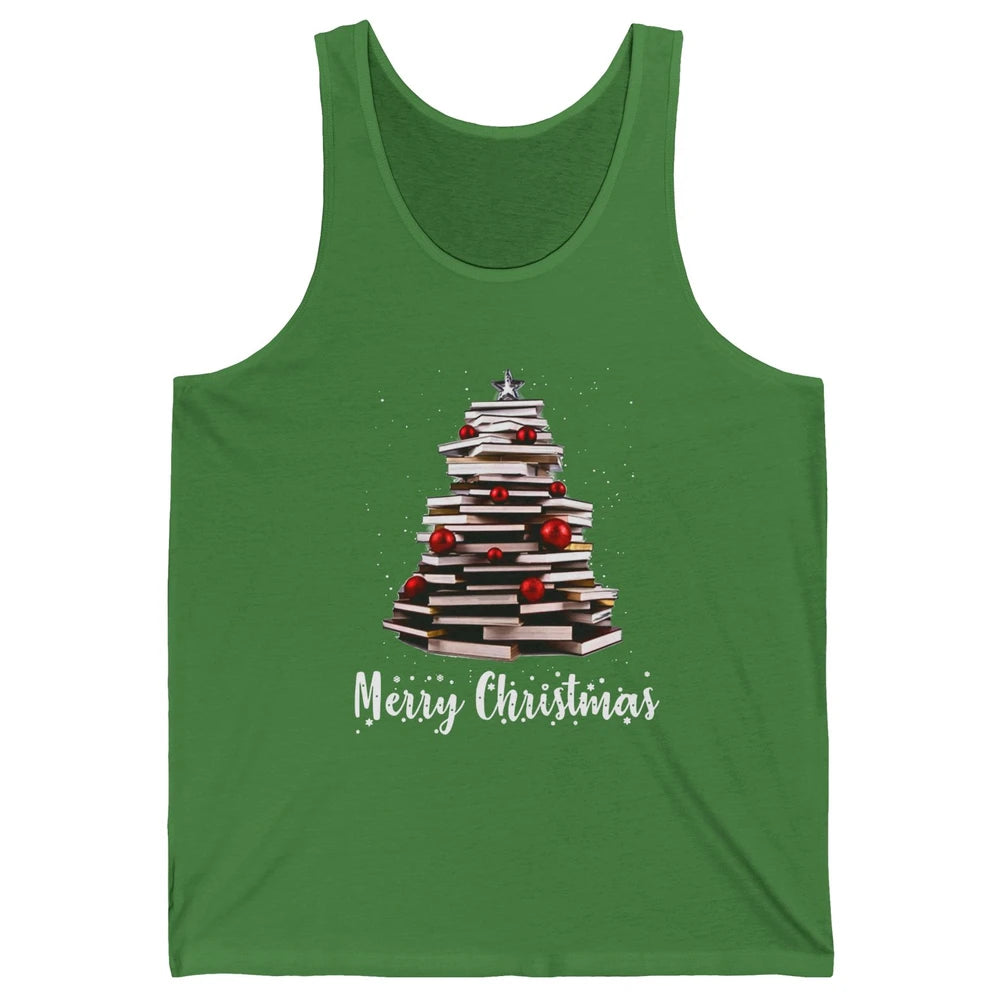 Funny Book Christmas Tree Book Reading Lovers Chritmas Gift Unisex Jersey Tank