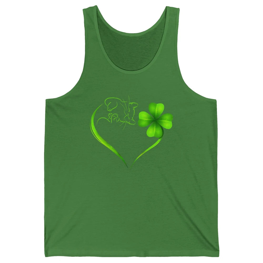 St Patricks Day Cat Shamrock Heart Go Lucky St Paddy Day Unisex Jersey Tank