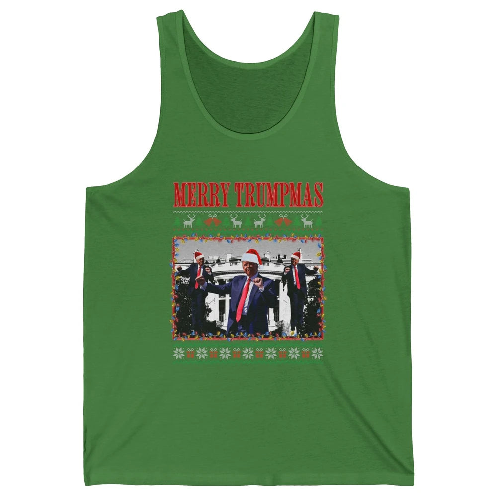 Funny Merry Trumpmas Christmas Donald Trump Santa Family Xmas President Republican Political Ugly Unisex Jersey Tank