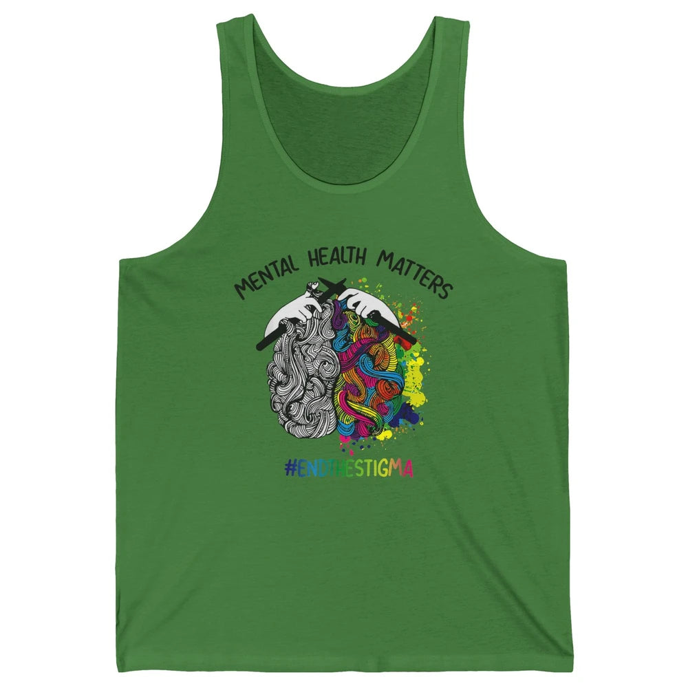 Brain Knitting Mental Health Matters Awareness Crochet Quilt Unisex Jersey Tank