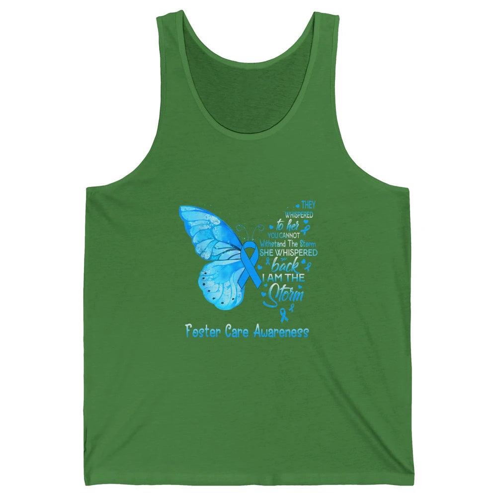 Butterfly Storm Warrior Foster Care Awareness Blue Ribbon Unisex Jersey Tank