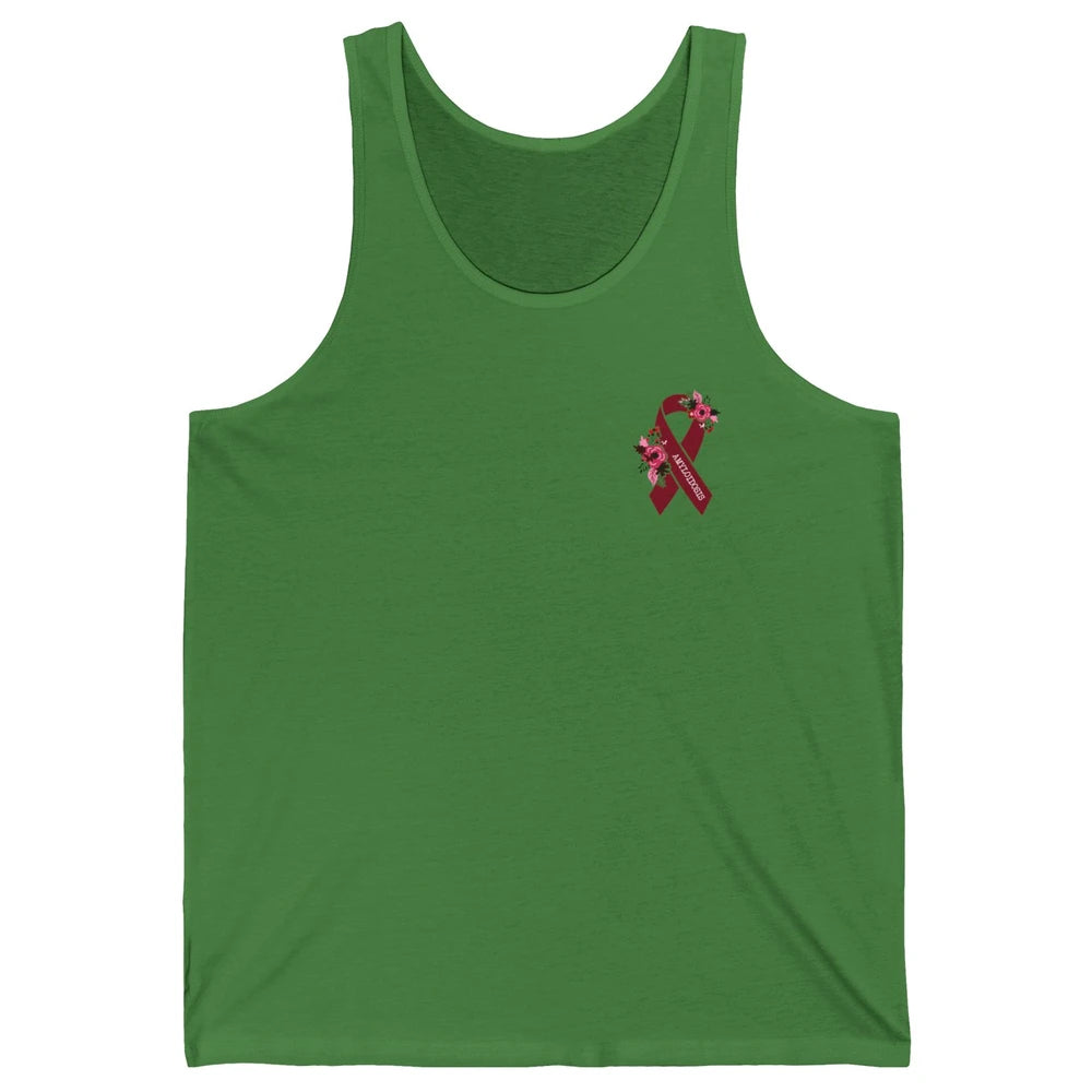 Amyloidosis Awareness Floral Burgundy Ribbon Rainbow Unisex Jersey Tank