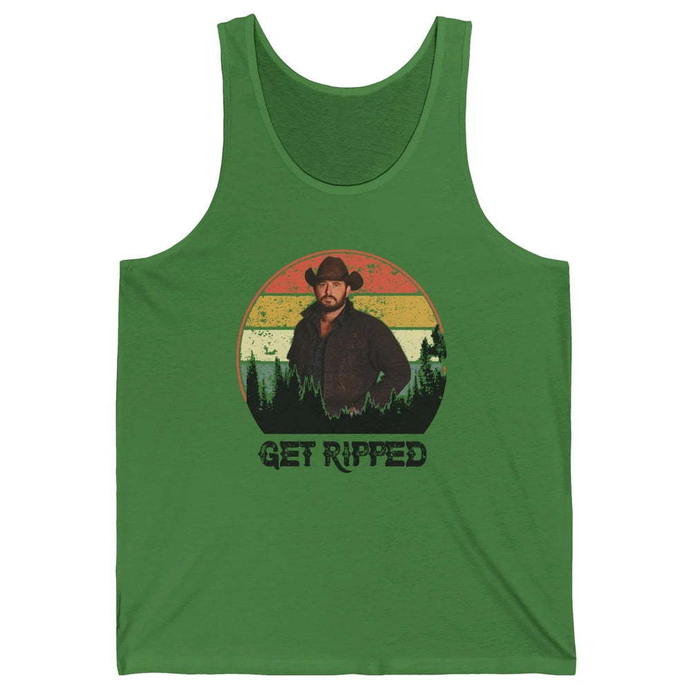 Vintage Cowboy Get Ripped Western Country Music Rodeo Dad Unisex Jersey Tank