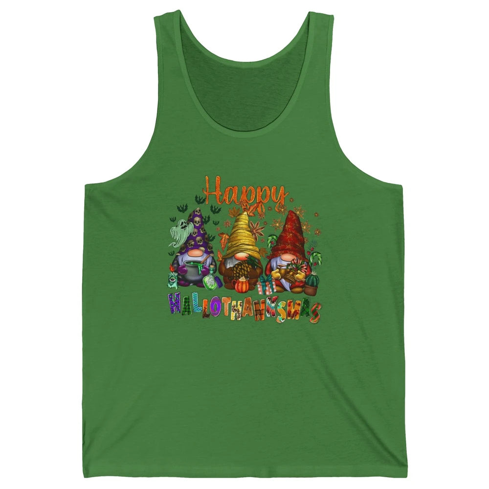 Funny Gnomes Happy Hallo-thank-mas Fall Pumpkin Thanksgiving Unisex Jersey Tank