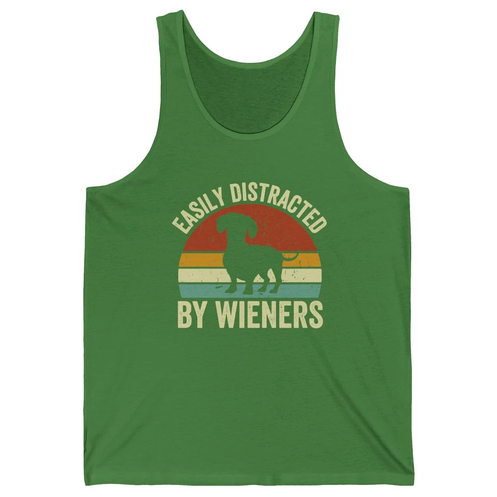 Vintage Dachshund Easily Distracted By Wieners Dog Mom Gift Unisex Jersey Tank