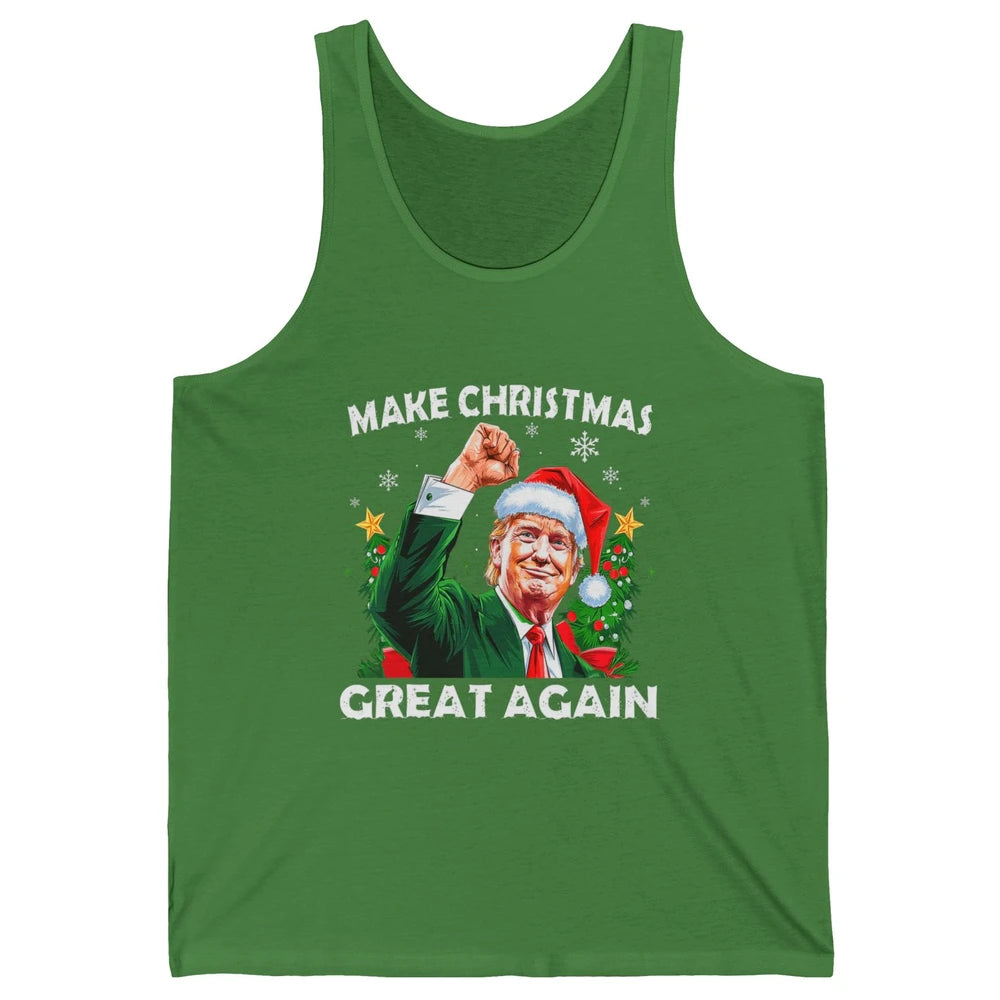 Make Christmas Great Again Funny Santa Trump Political Donald Trump Republican President Xmas Unisex Jersey Tank