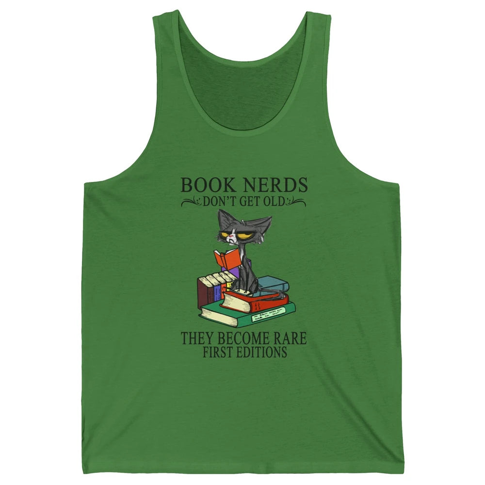 Cat Book Nerds Don't Get Old They Become Rare Reading Lovers Unisex Jersey Tank