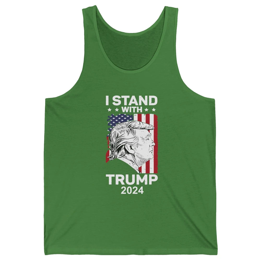 Retro US Flag I Stand With Trump President Trump Return 2024 Unisex Jersey Tank