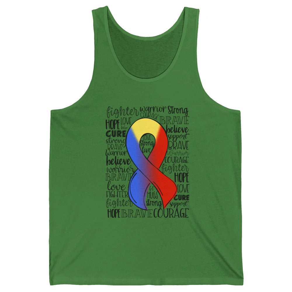 Thoracic Outlet Syndrome Awareness Blue Red Ribbon Hope Love Unisex Jersey Tank