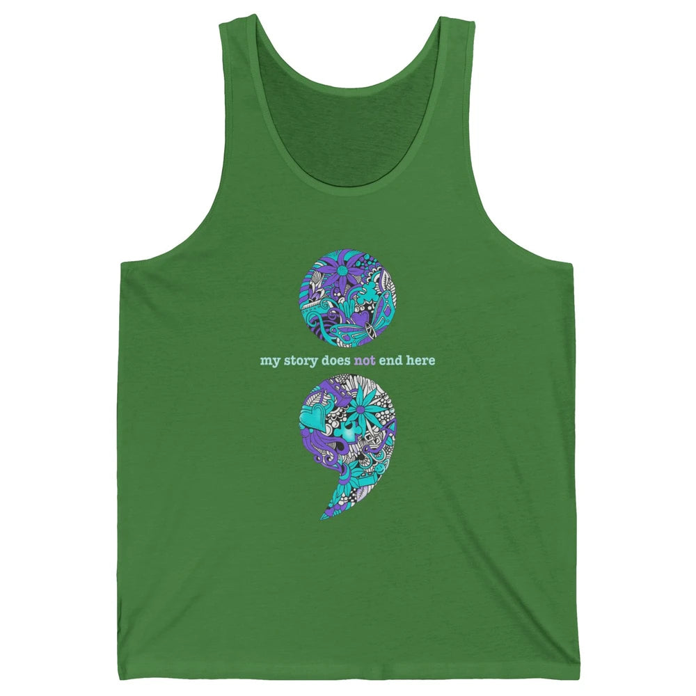 Semicolon Suicide Awareness Suicide Prevention Teal Purple Unisex Jersey Tank