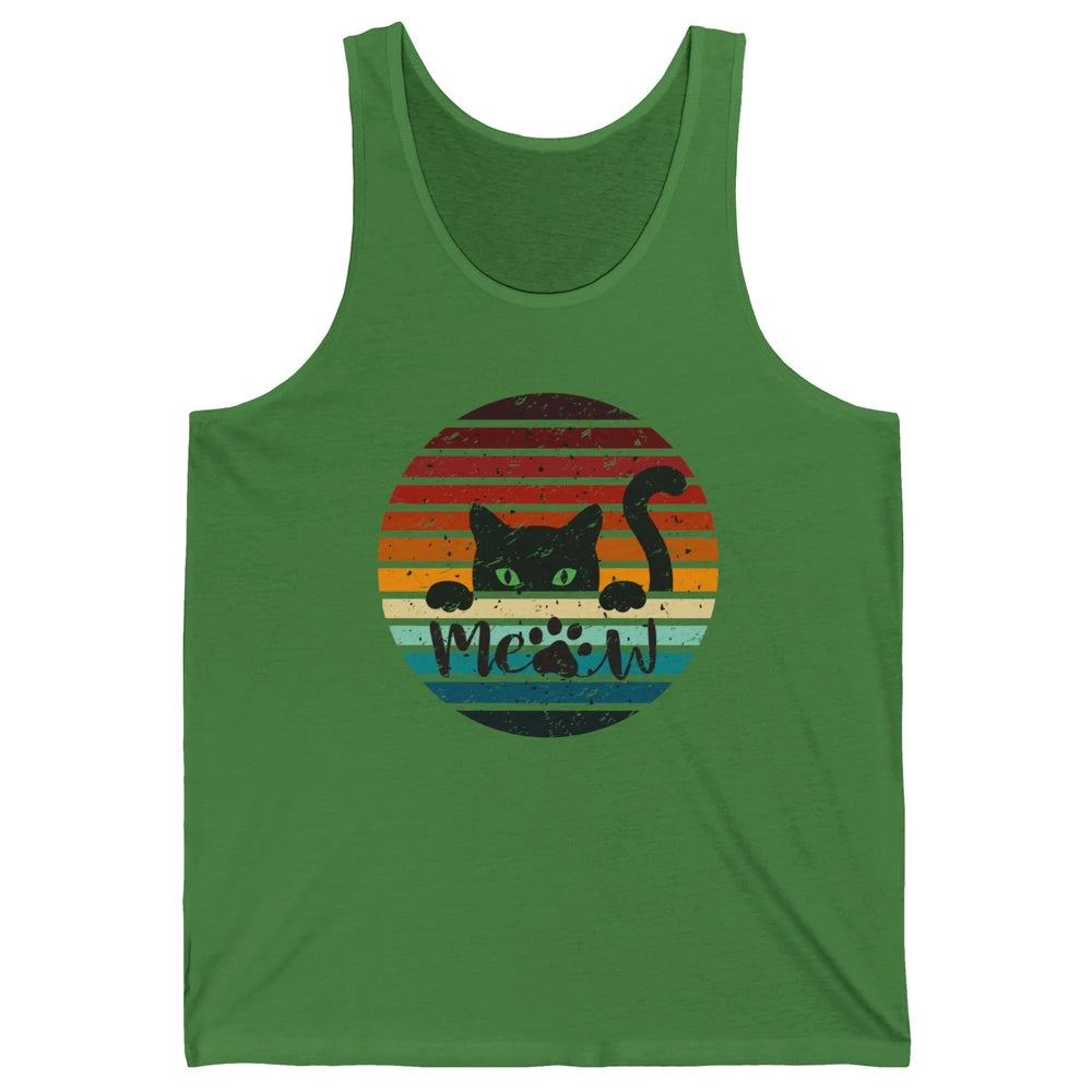 Vintage Black Cat Peeking Meow Cat Mom Cat Lady Gift Unisex Jersey Tank