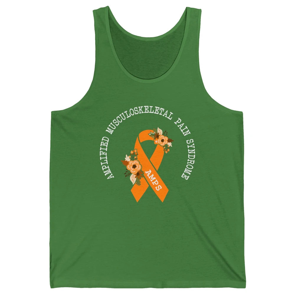 Amplified Musculoskeletal Pain Syndrome AMPS Orange Ribbon Unisex Jersey Tank