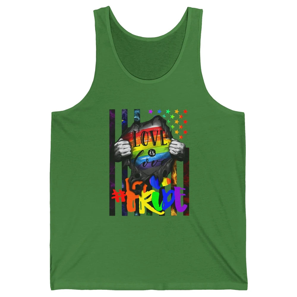 American Flag Love Is Love LGBT Gay Pride Month Equality Unisex Jersey Tank