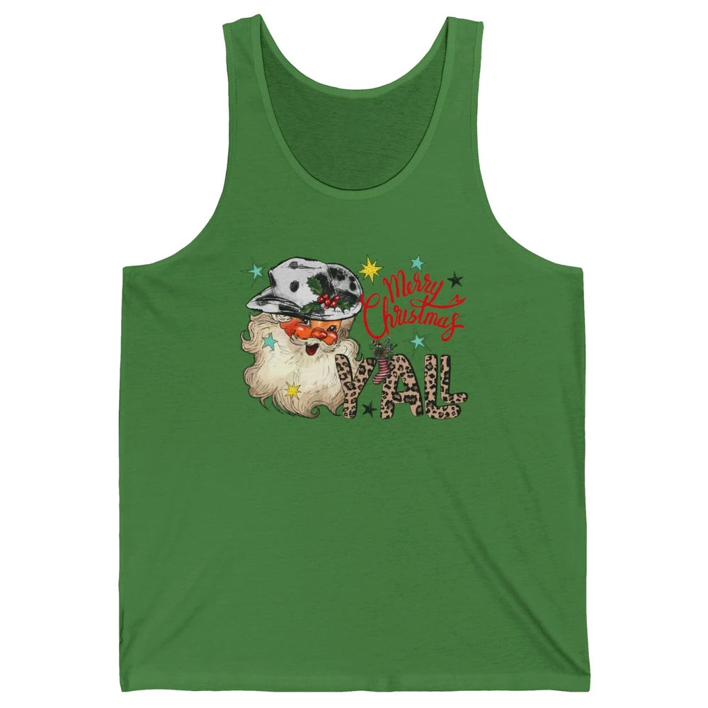 Santa Claus Merry Christmas Y'all Western Country Cowboy Unisex Jersey Tank