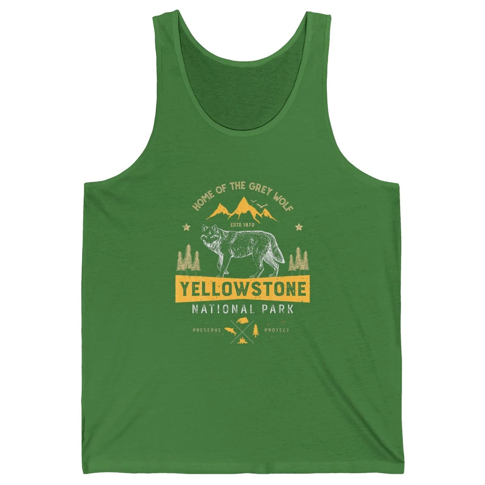 Yellowstone National Park Home Grey Wolf Vintage Wild Nature Unisex Jersey Tank