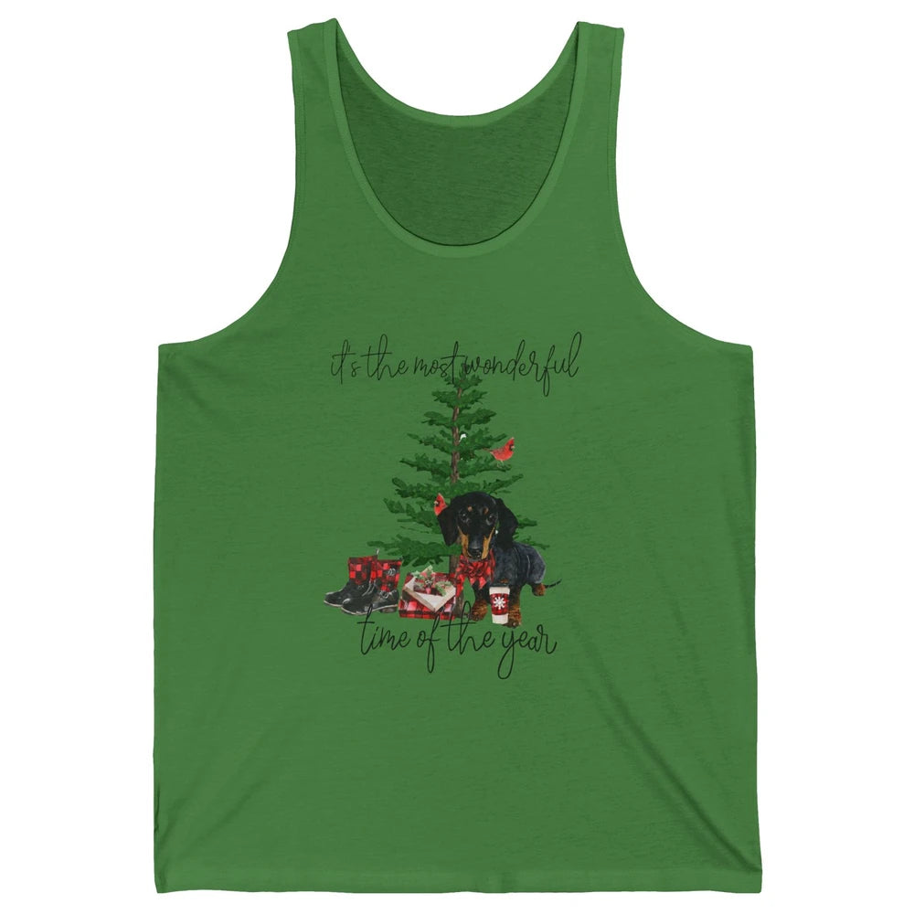 Dachshund Christmas Tree The Most Wonderful Time Of The Year Unisex Jersey Tank