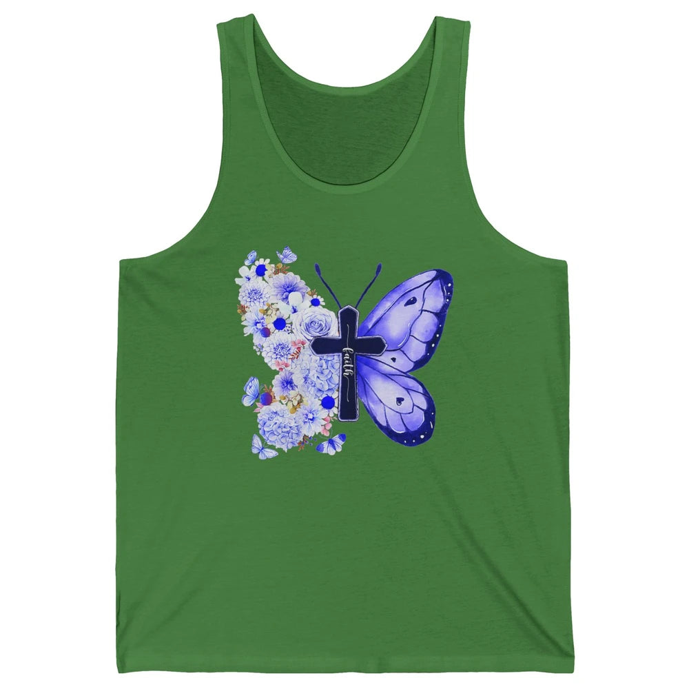 Butterfly Cross Faith Floral God Jesus Christian Bible Women Unisex Jersey Tank