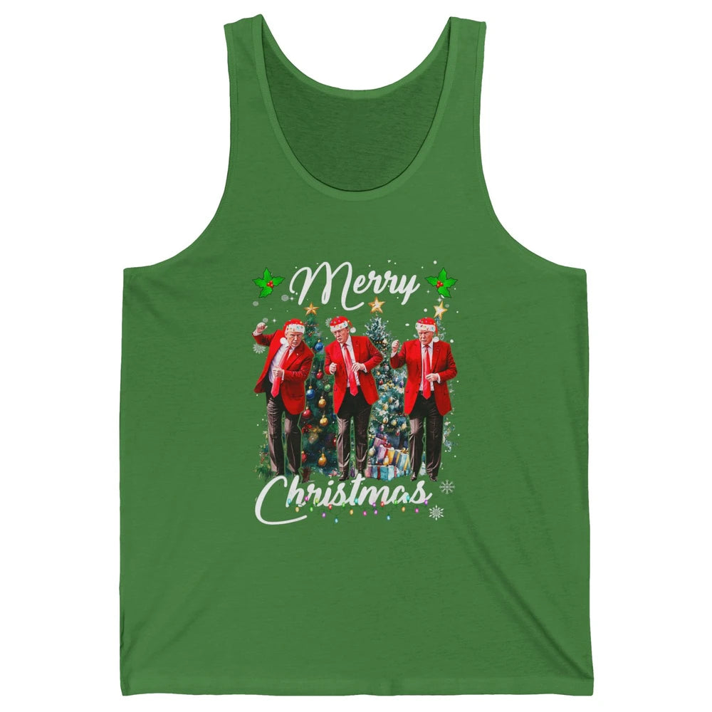 Funny Trump Dance Santa Claus Christmas Donald Trump President Sarcastic Political Xmas Unisex Jersey Tank