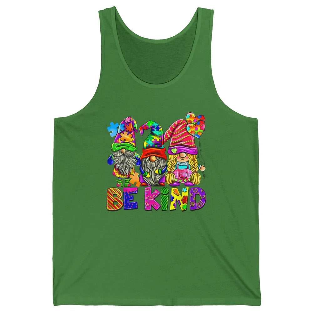 Be Kind Gnome Autism Awareness Month Autistic Jigsaw Puzzle Unisex Jersey Tank