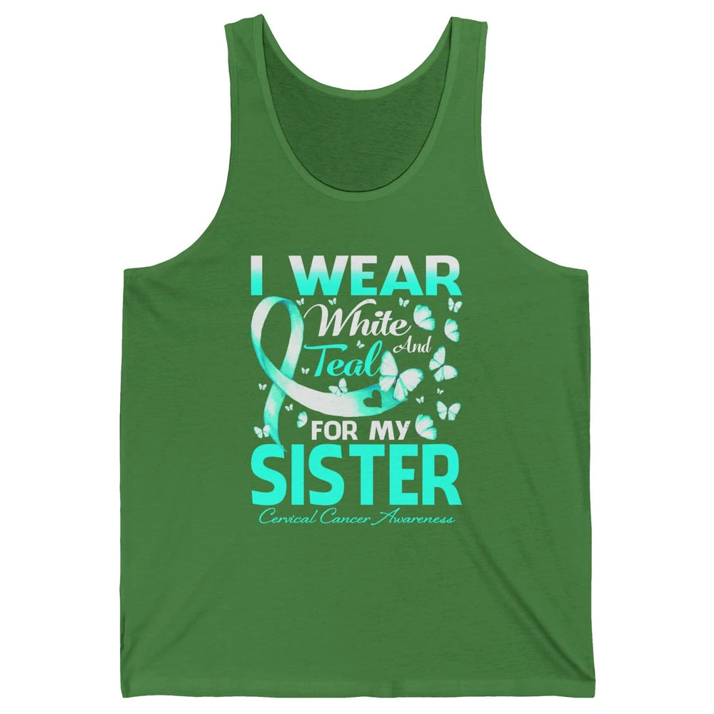 Wear White And Teal For Sister Warrior Cervical Cancer Month Unisex Jersey Tank