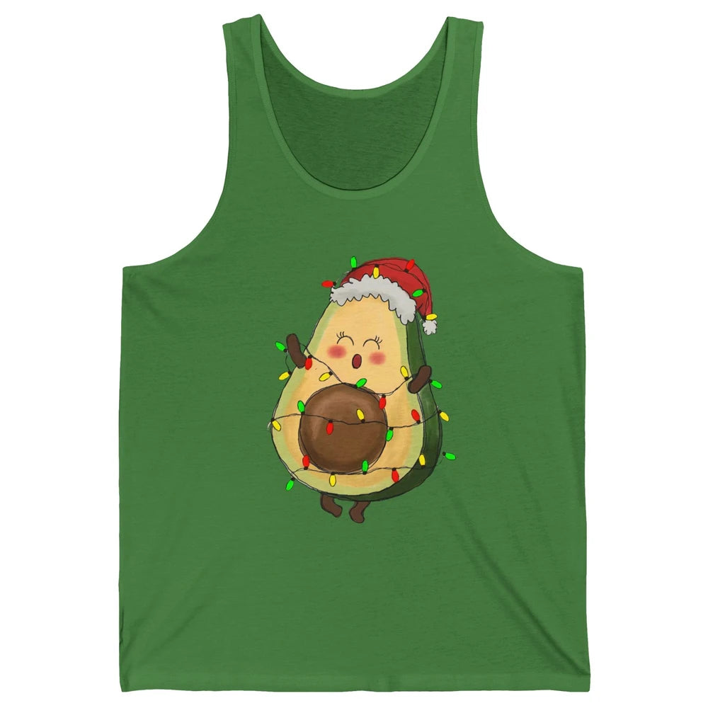 Avocado Santa Cute Avocado Christmas Lights Xmas Vegan Gift Unisex Jersey Tank