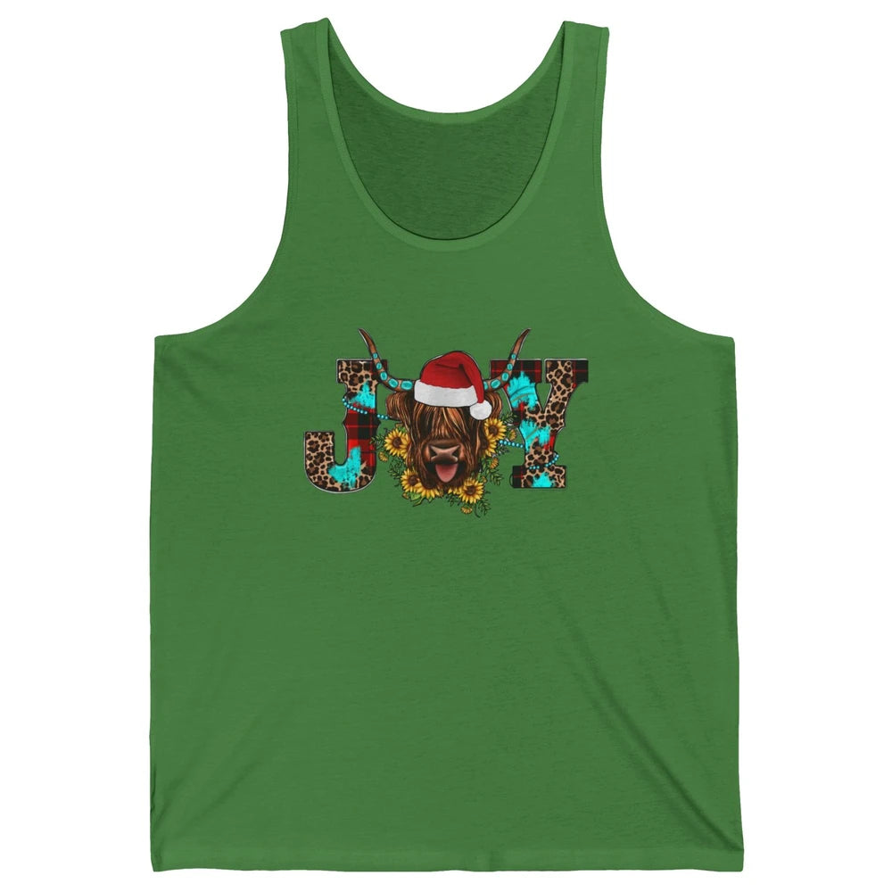 Highland Cow Christmas Joy Heifer Western Country Cowboy Unisex Jersey Tank