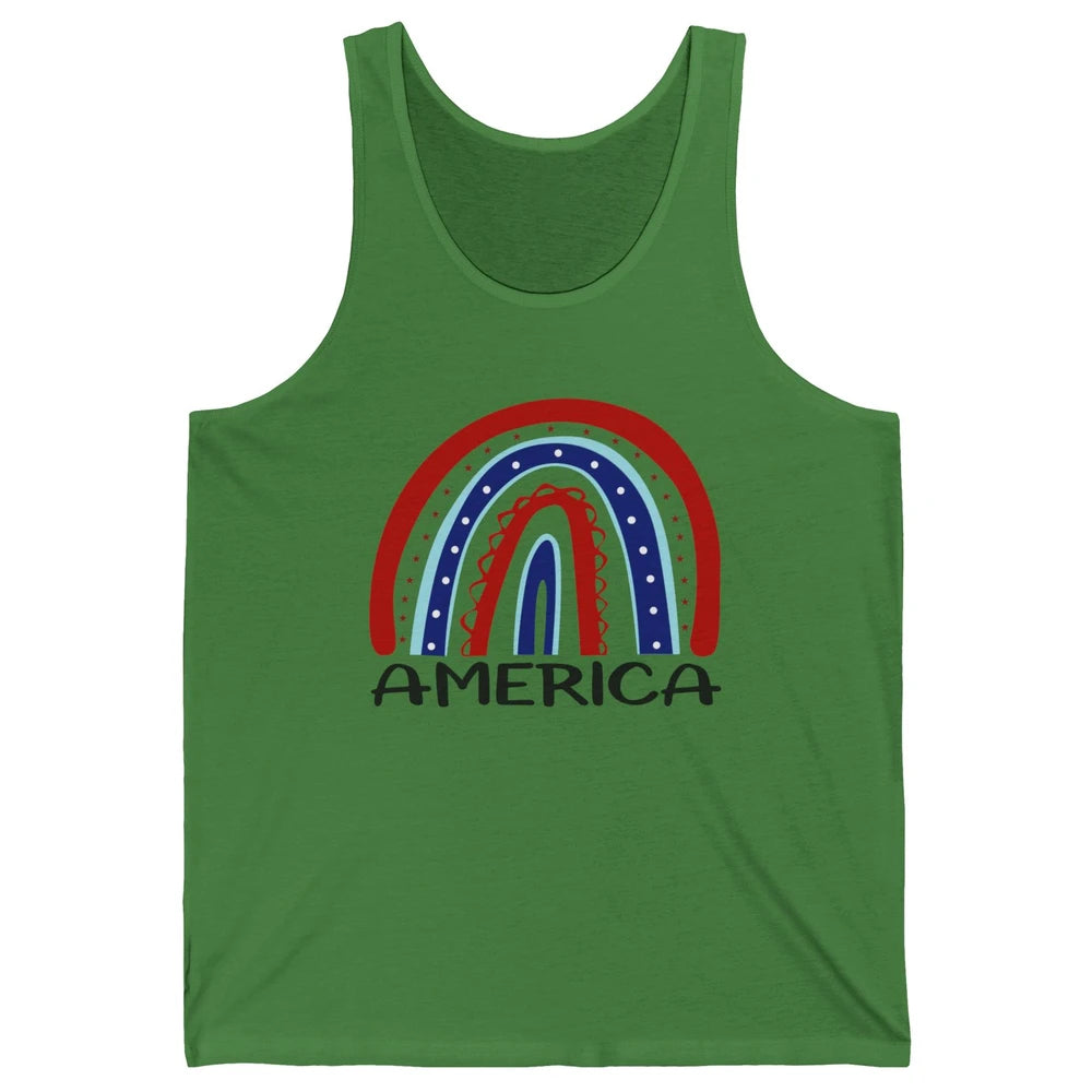 US Flag America Rainbow July 4th American Patriots Gift Unisex Jersey Tank