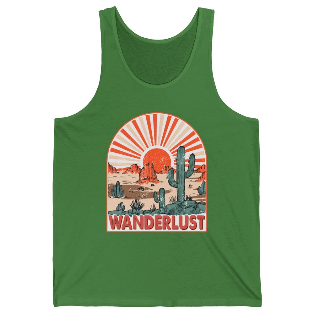 Vintage Desert Sunset Wanderlust Get Lost In Nature Outdoor Unisex Jersey Tank