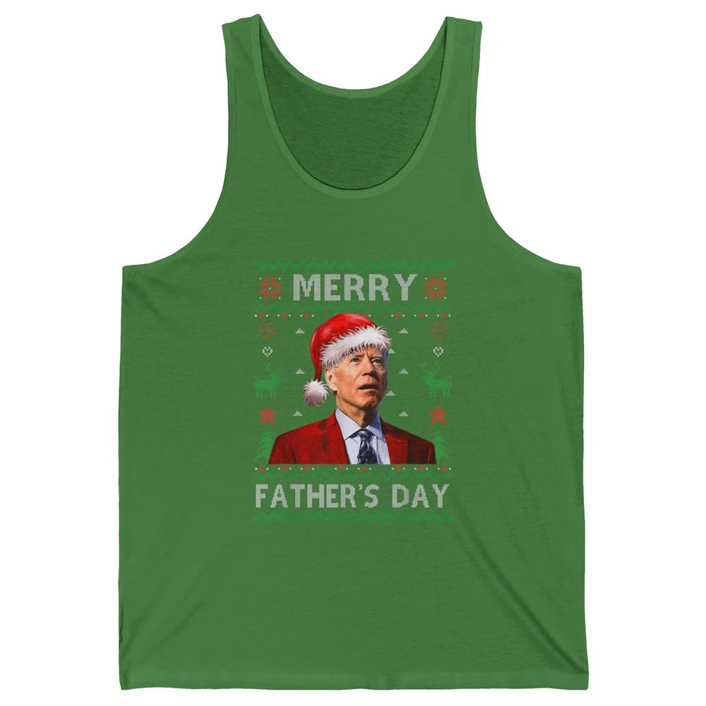 Funny Santa Hat Joe Biden Confused Ugly Christmas President Unisex Jersey Tank