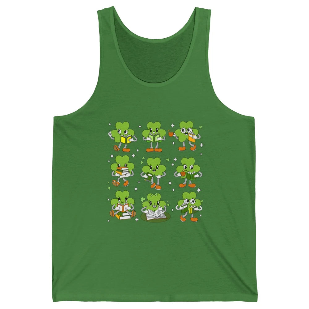 Teacher St Patrick Day Shamrock Reading Book Lucky St Paddy Unisex Jersey Tank