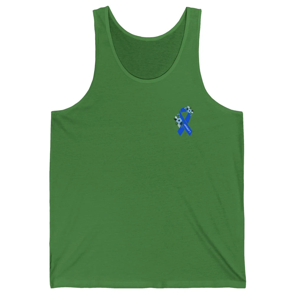 We Wear Blue Angelmans Syndrome Awareness Floral Blue Ribbon Unisex Jersey Tank