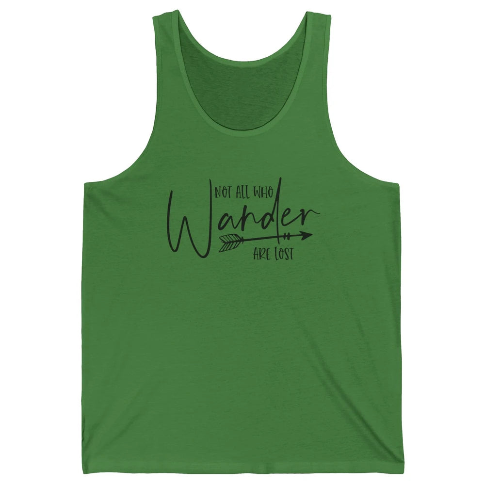 Vintage Compass Not All Who Wander Are Lost Mountain Hiking Unisex Jersey Tank