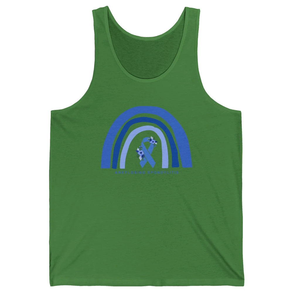 Ankylosing Spondylitis Awareness Support Floral Blue Ribbon Unisex Jersey Tank