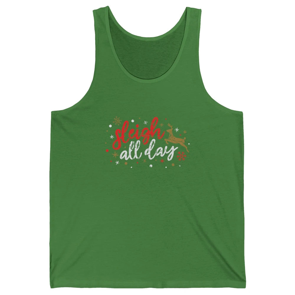 Sleigh All Day Xmas Reindeer Retro Merry Christmas Lights Unisex Jersey Tank