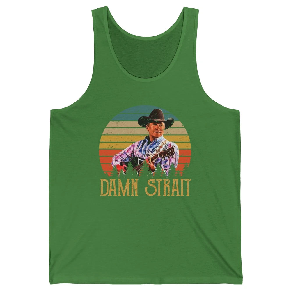 Vintage Cowboy Guitar Country Music Damn Strait Western Unisex Jersey Tank