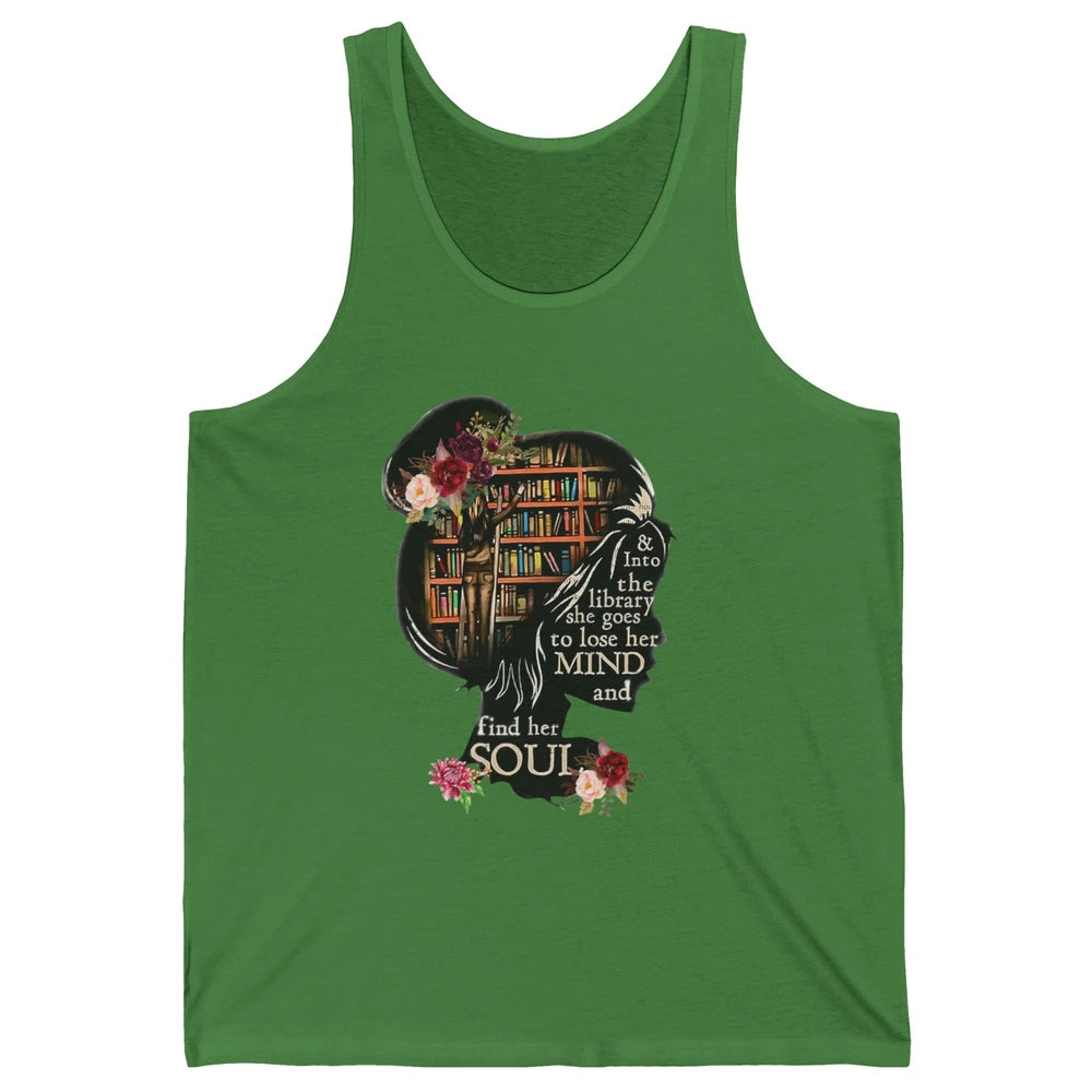 Bookish Into The Library She Goes Booknerd Reading Librarian Unisex Jersey Tank