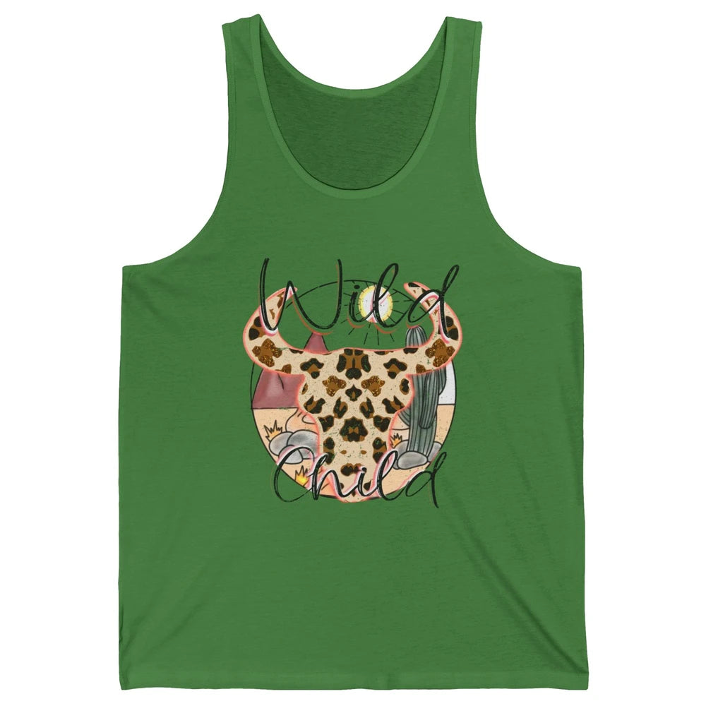 Boho Bull Skull Wild Child Desert Cactus Western Country Unisex Jersey Tank