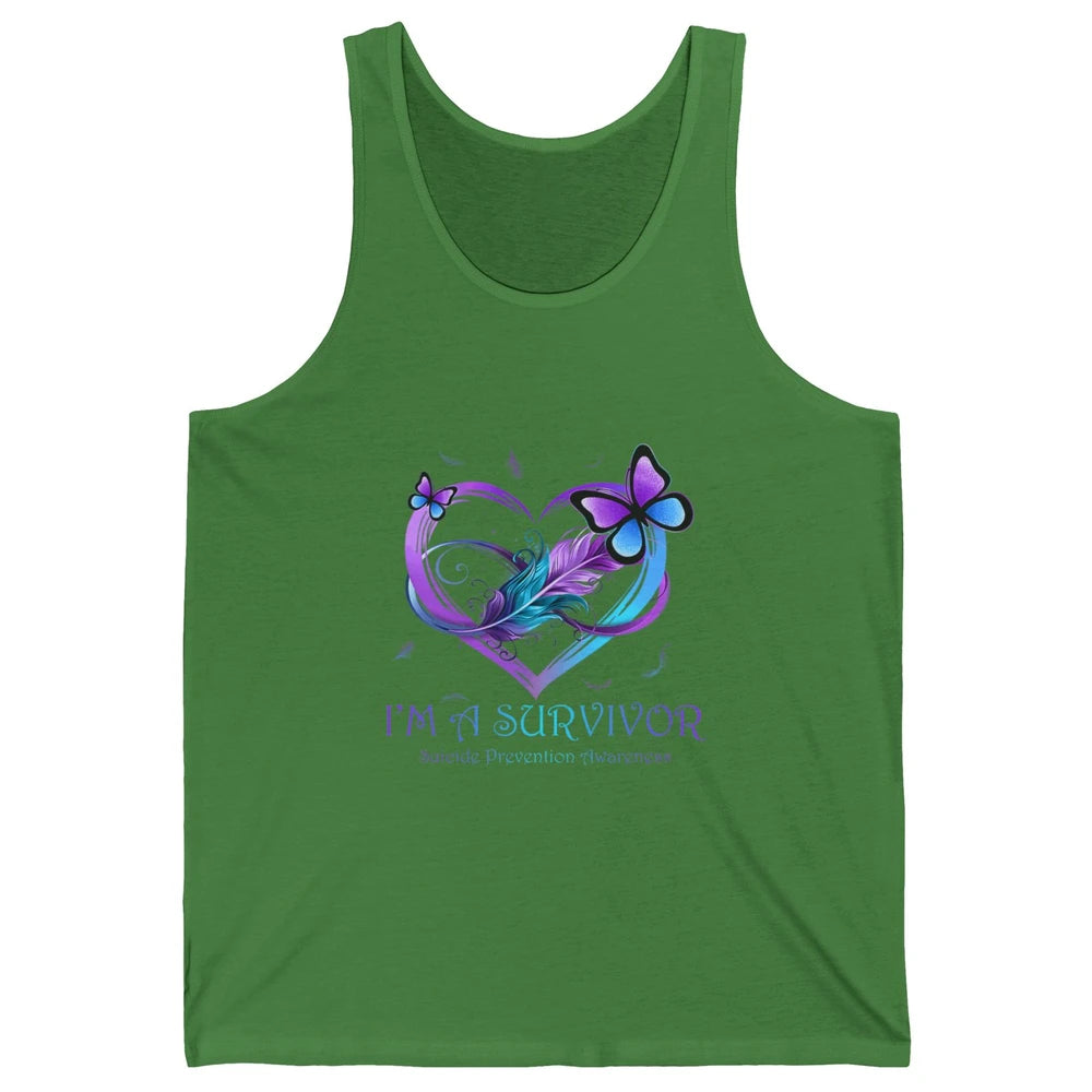 Survivor Purple Teal Heart Love Suicide Prevention Awareness Unisex Jersey Tank