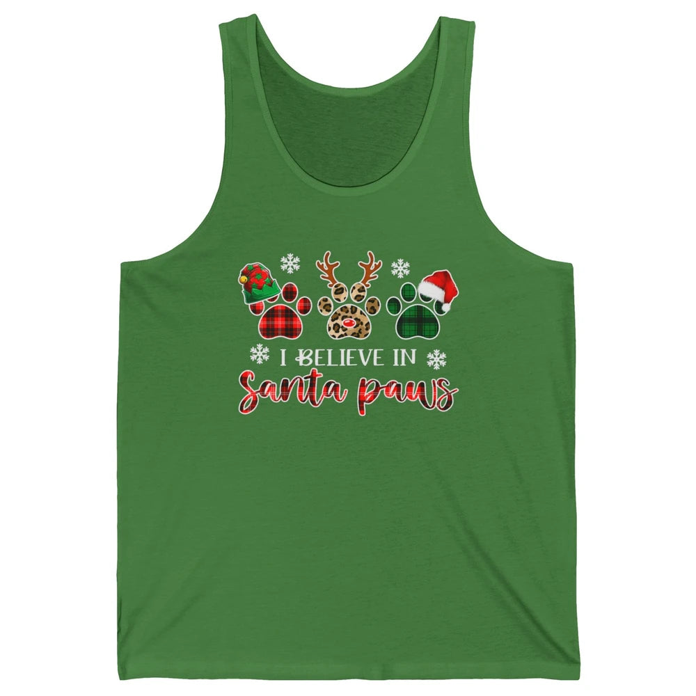 Merry Christmas Dog Paw Leopard Buffalo Plaid Xmas Santa Hat Unisex Jersey Tank